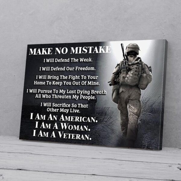 Female Veteran Make No Mistake Matte Canvas