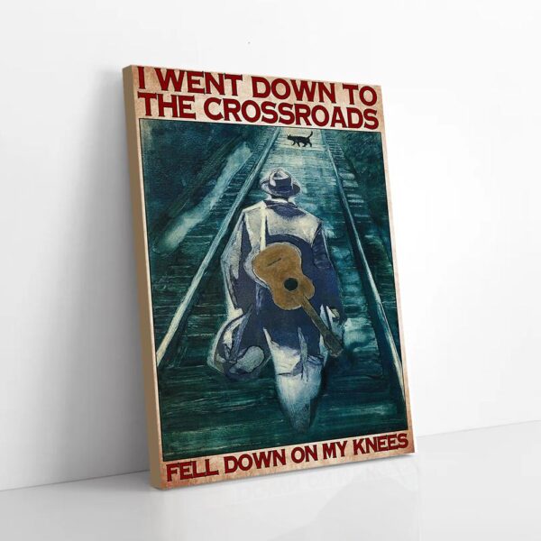 Guitarist Went Down To The Cross Roads Matte Canvas Wall Art