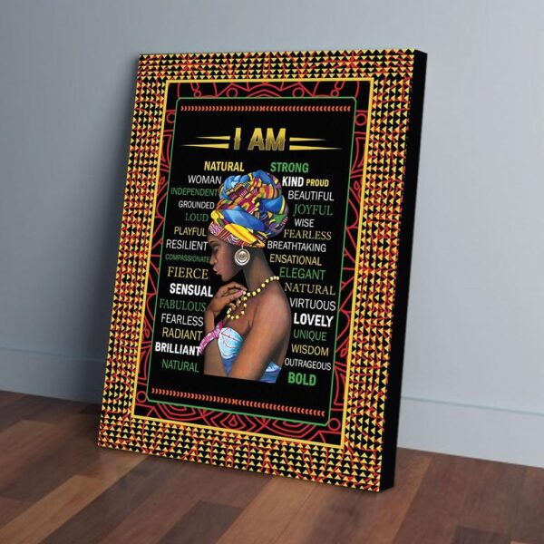 I Am Natural Strong Kind Proud Beautiful Black Woman Matte Canvas Wall Art