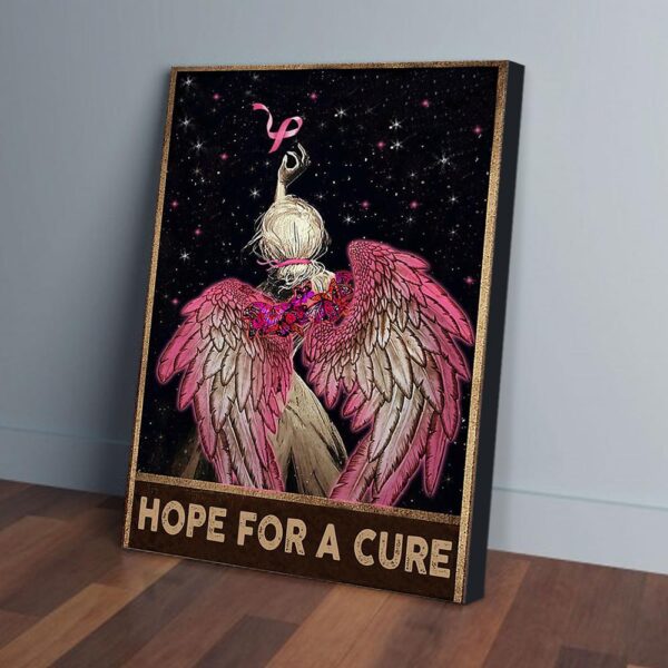 Hope For A Cure Angel Breast Cancer Matte Canvas Wall Art