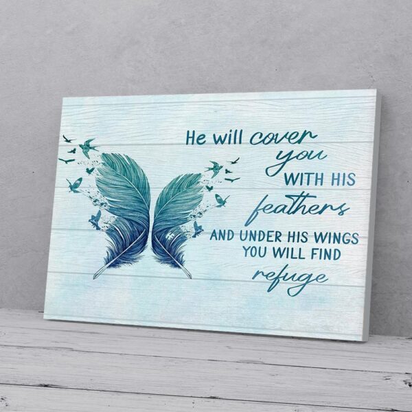 He Will Cover You With His Feather Bird Matte Canvas Wall Art