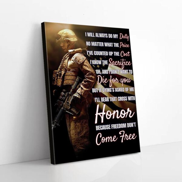 Freedom Don't Come Free Veteran Matte Canvas Wall Art