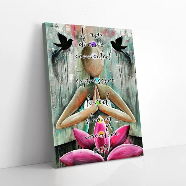I Am Divine Conected Lotus Yoga Matte Canvas Wall Art