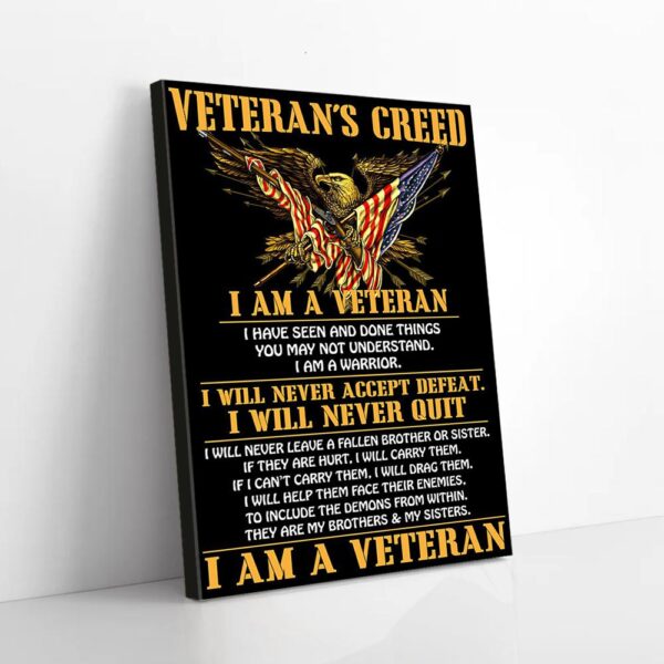 I Will Never Quit I Am Veteran's Creed Matte Canvas Wall Art