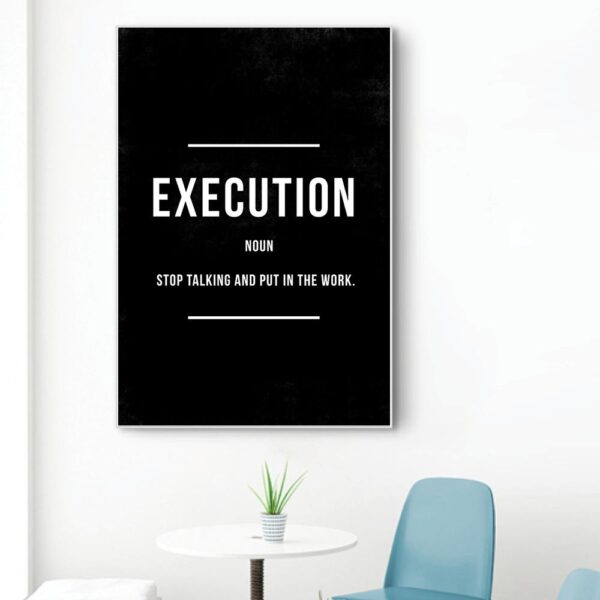 Execution Motivational Positive Canvas Wall Art