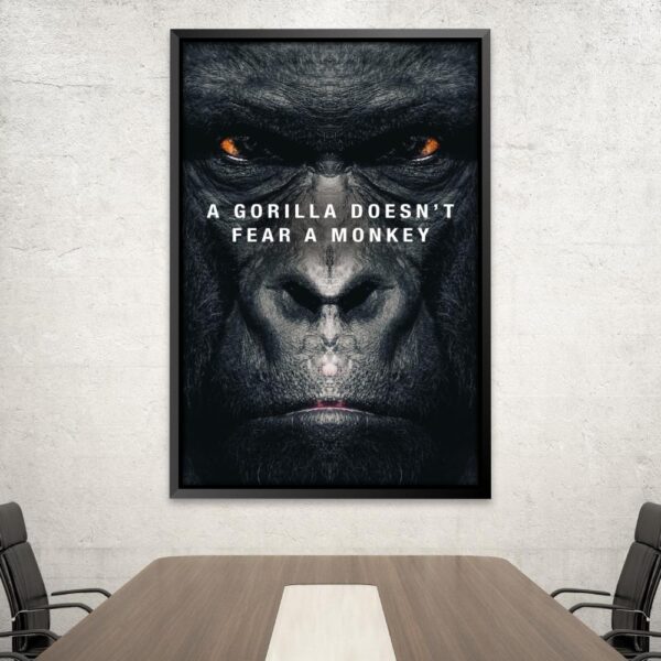 Gorilla Doesn't Fear Motivational Positive Canvas Wall Art