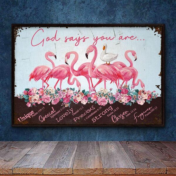 Flamingo God Says Matte Canvas