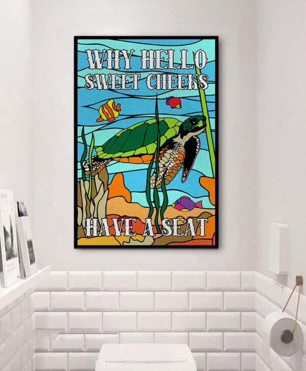 Sea Turtle Stained Glass Why Hello Sweet Cheeks Matte Canvas
