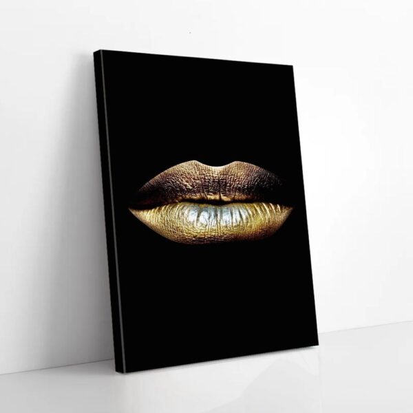 Gold Black Lips Matte Canvas