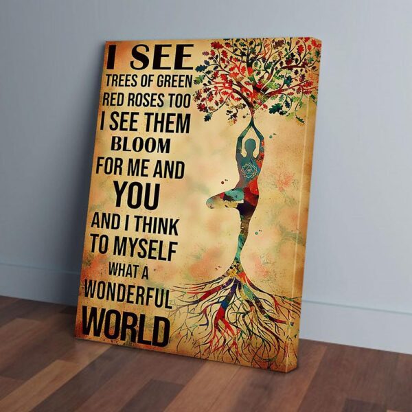 I See Trees Of Green Red Roses Too Yoga Matte Canvas