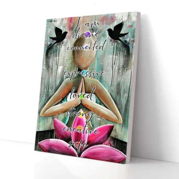 I Am Divine Connected Lotus Yoga Matte Canvas Wall Art