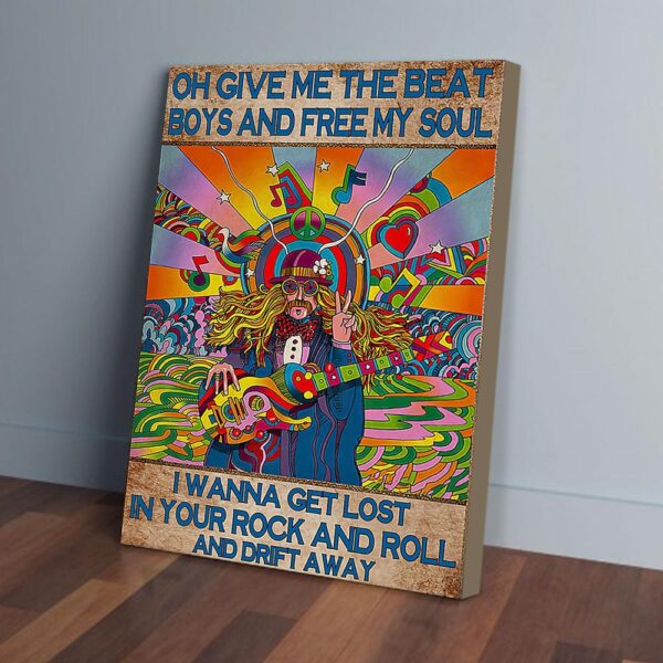 Give Me The Beat And Free My Soul Hippie Music Man Matte Canvas Wall Art