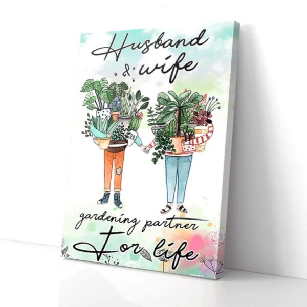Husband And Wife Gardening Matte Canvas Wall Art