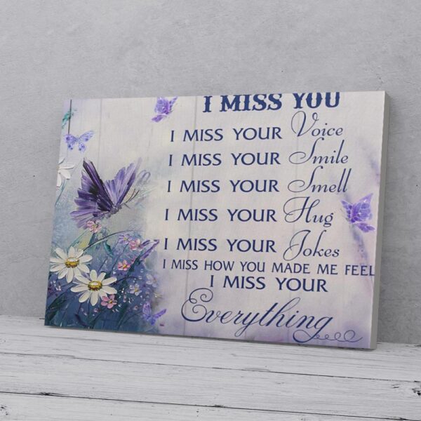 I Miss You Everything Daisy Purple Butterfly Matte Canvas Wall Art