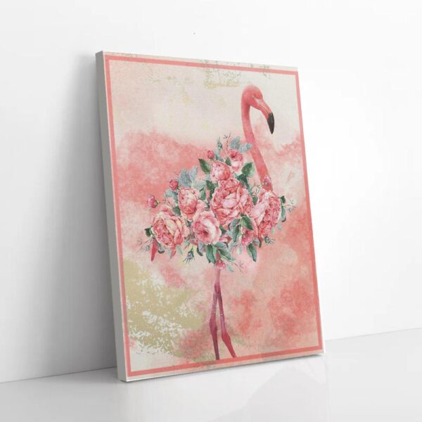 Flower Flamingo Matte Canvas Wall Art