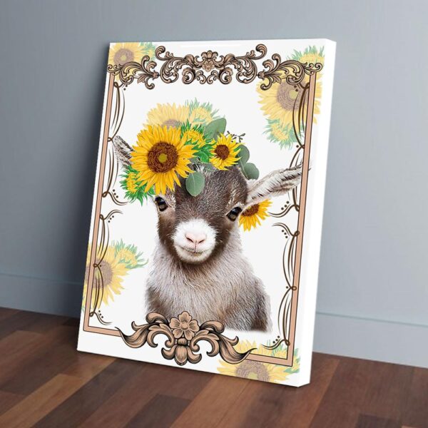 Goat Sunflower Face Matte Canvas Wall Art
