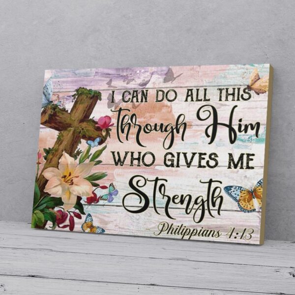 I Can Do All Things Cross Butterfly Matte Canvas Wall Art