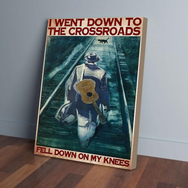 Fell Down On My Knees Man With Guitar Matte Canvas Wall Art