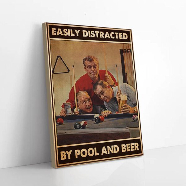 Easily Distracted By Pool And Beer Billiard Matte Canvas Wall Art