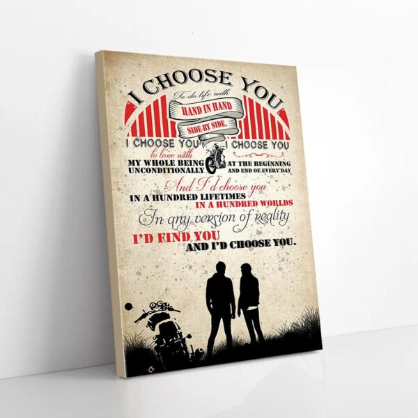 I Choose You To Do Life With Hand In Hand Biker Love Matte Canvas Wall Art