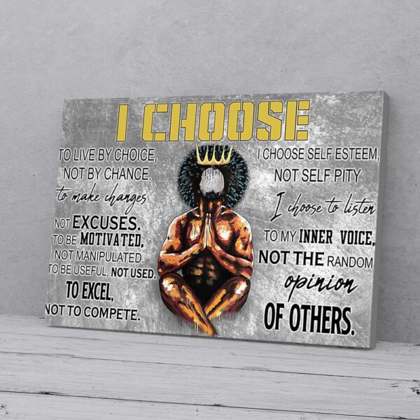 I Choose To Be Motivated Afro King Matte Canvas Wall Art