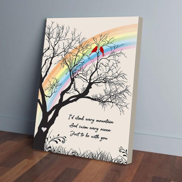 Climb Every Mountain Rainbow Bird Matte Canvas Wall Art