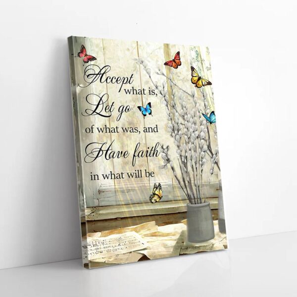 Have Faith Pussy Willow Butterfly Matte Canvas Wall Art