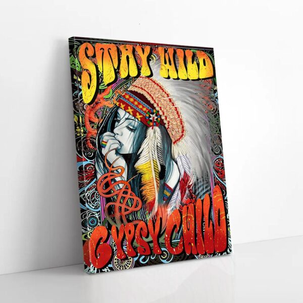 Hippie Stay Wild Gypsy Child Girl Matte Canvas Wall Art