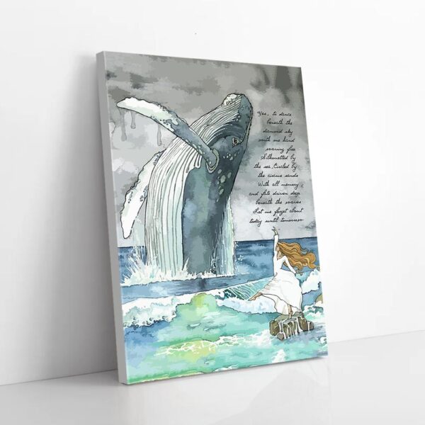 Girl Dance With Whale Matte Canvas Wall Art