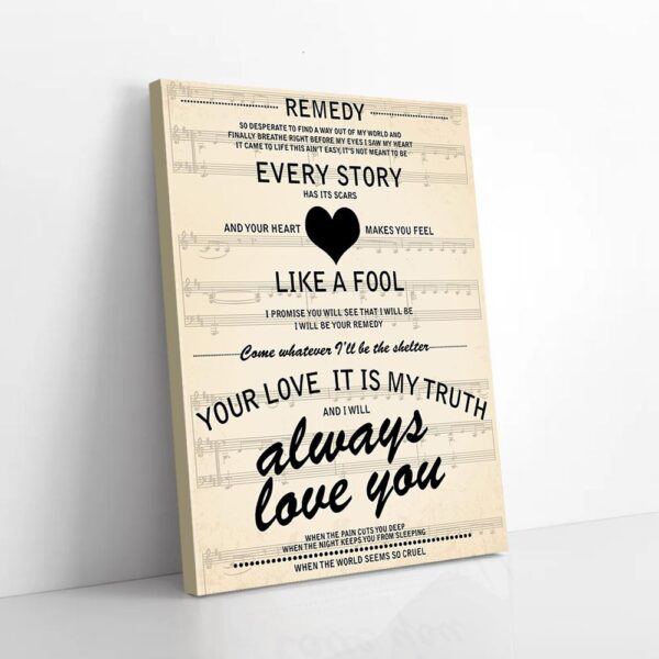 I Will Always Love You Music Love Matte Canvas Wall Art