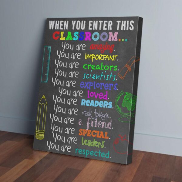 Enter This Classroom Teacher Matte Canvas Wall Art