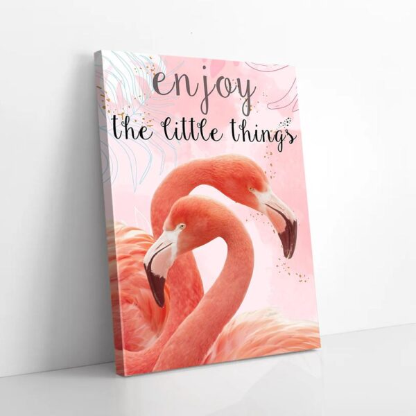 Enjoy The Little Things Flamingo Couple Matte Canvas Wall Art