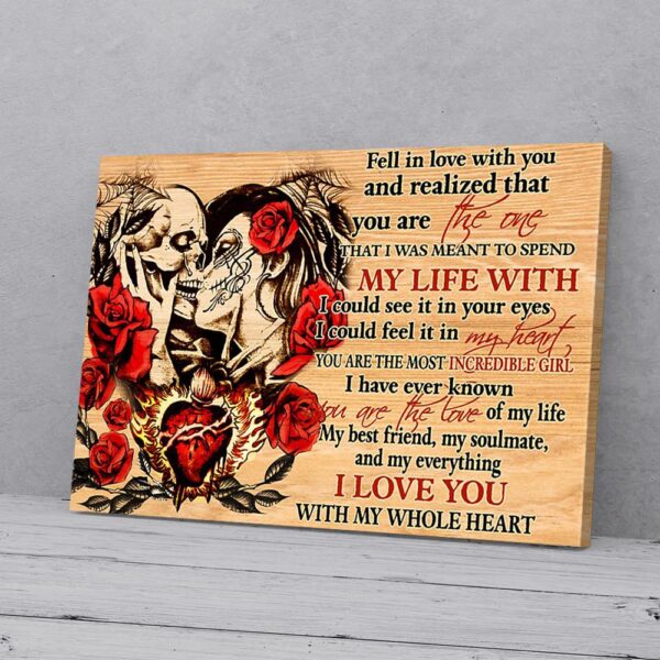 I Love You With Whole My Heart Rose Sugar Skull Love Matte Canvas Wall Art