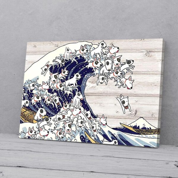 Great Wave Bull Terriers Matte Canvas Wall Art