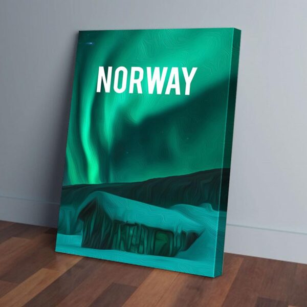 Norway Northern Lights Art Snow House Matte Canvas Wall Art