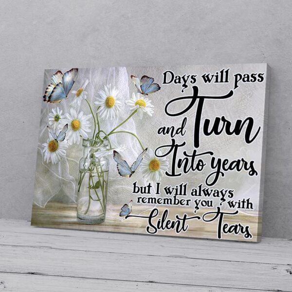 I Will Always Remember You White Daisy Butterfly Matte Canvas Wall Art