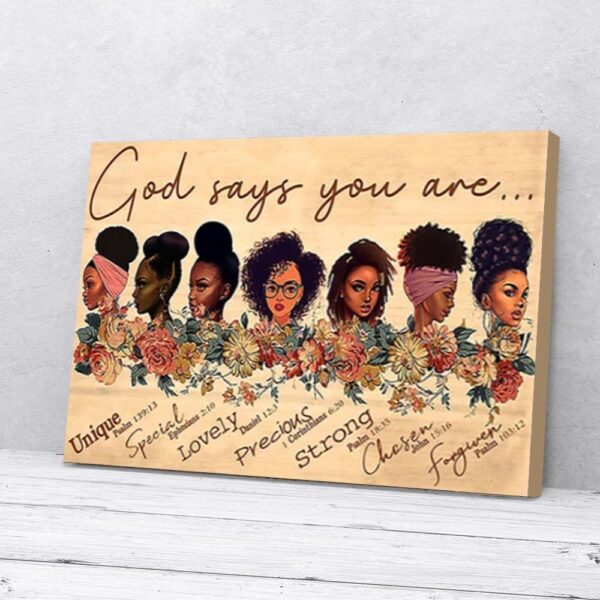 God Says You Are Black Women Flower Matte Canvas Wall Art