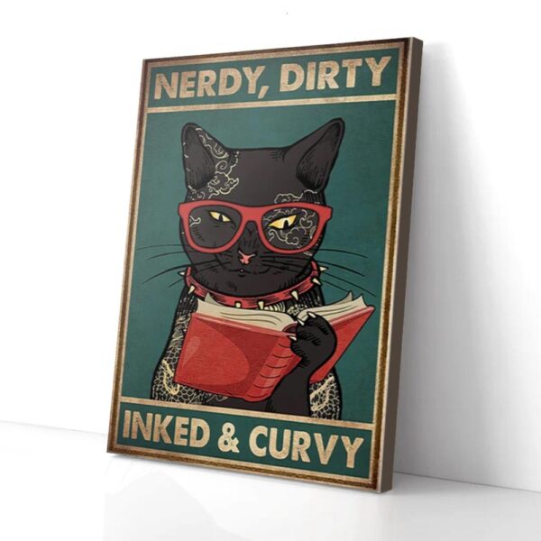 Nerdy Dirty Inked And Curvy Tattoo Cat Matte Canvas Wall Art