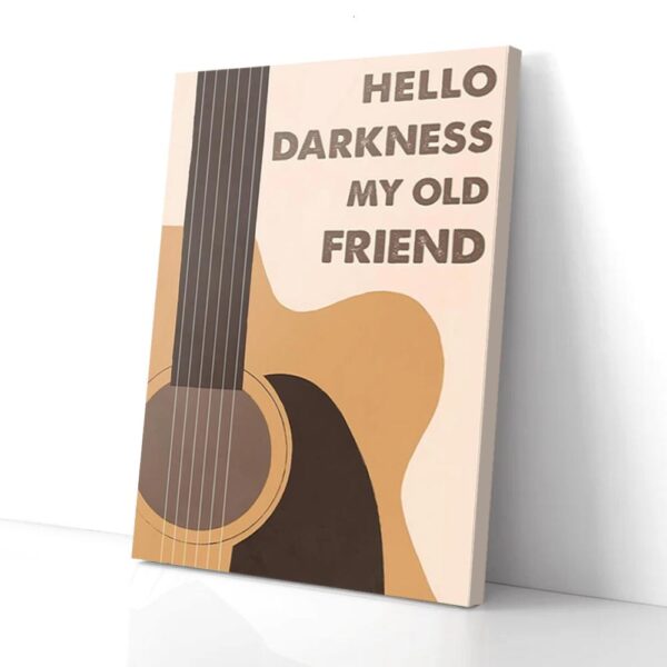 Hello Darkness My Old Friend Guitar Yellow Matte Canvas Wall Art