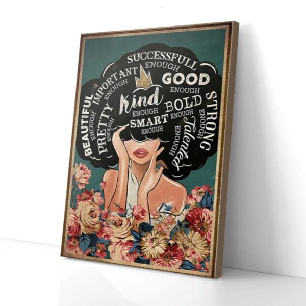 Flowers Black Queen Matte Canvas Wall Art