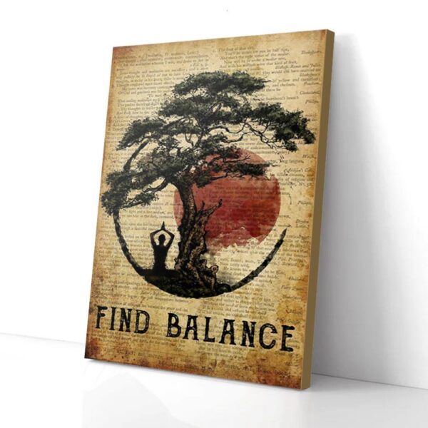 Find Balance Tree Blood Moon Yoga Matte Canvas Wall Art