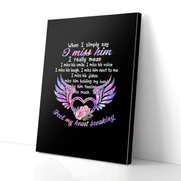 I Miss Him Roses Angel Wings Matte Canvas Wall Art