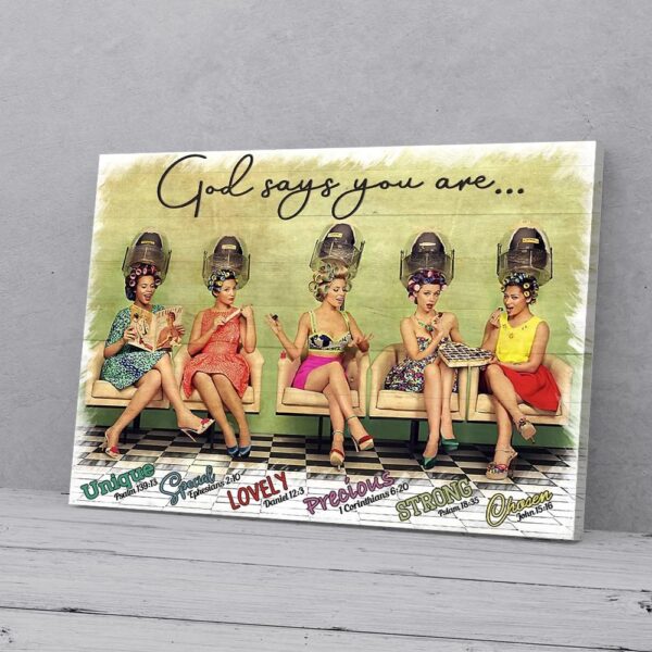 God Says You Are Women Hairdresser Matte Canvas Wall Art