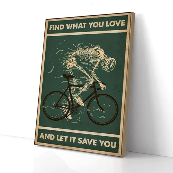 Find What You Love Skeleton Cycling Matte Canvas Wall Art