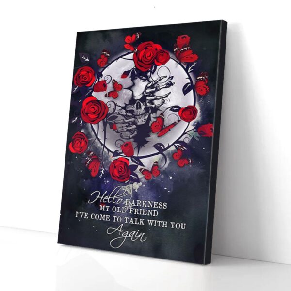 Hello Darkness My Old Friend Rose Skull Matte Canvas Wall Art