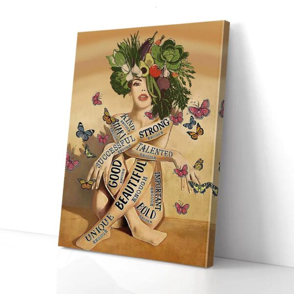 Good Enough Beautiful Enough Vegan Girl Matte Canvas Wall Art