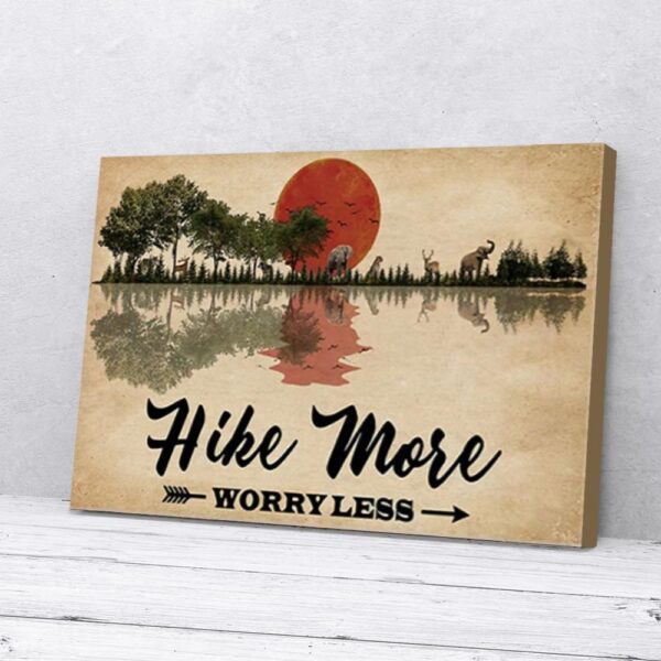 Hike More Worryless Elephant Forest Water Reflection Matte Canvas Wall Art