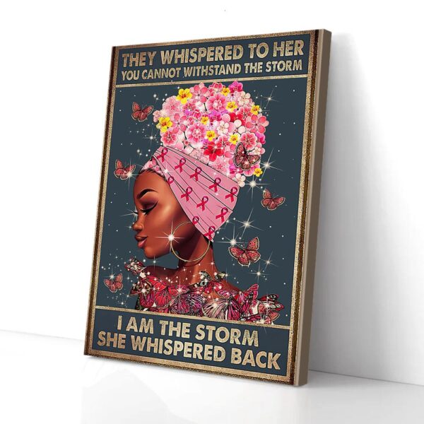 I Am The Storm She Whispered Back Black Women Butterfly Matte Canvas Wall Art