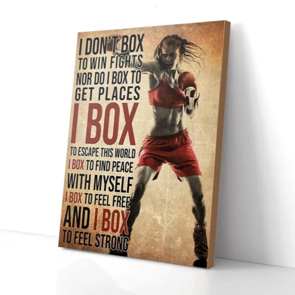 I Box To Feel Strong Boxing Female Matte Canvas Wall Art