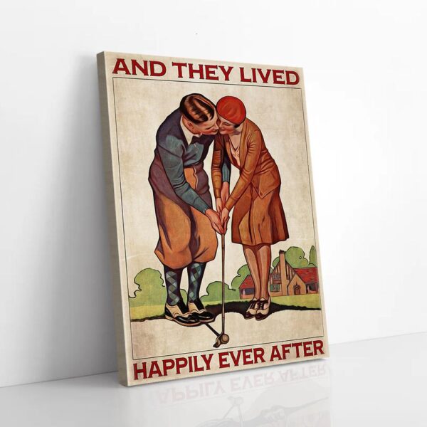Golfing Couple They Lived Happily Ever After Matte Canvas Wall Art Wall  Art